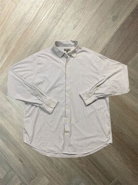 Peter Millar Summer Comfort Plaid Golf Performance Shirt Mens XL White Purple